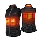 CONQUECO Heated Vest: Heated Jacket with 10000 mAh Battery, USB Charging Heated Down Vest, Clothing for Outdoor, Travel, Motorsport, Black, Women, S