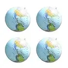 Mappamondo Gonfiabile, Globo Gonfiabile, Inflatable Globe, Globi Gonfiabili, Sfera di Terra Gonfiabile da 16 Pollici, Globo Educativo Gonfiabile per Giocare o Insegnare in Spiaggia, Confezione da 4