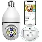 10x Zoom Light Bulb Security Camera Outdoor Wireless WiFi, 360° Pan/tilt Light Socket Security Cameras for Home with Spotlight, FHD Color Night Vision, Auto Tracking, Alerts