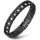 Pulsera magnética para hombre, pulsera magnética de acero de titanio, pulsera magnética con 18 imanes, acero inoxidable, (Pulsera magnética de hombre negra)