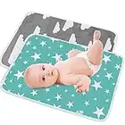 Baby Diaper Changing Pad, SACONELL 2 Pack Waterproof Diaper Changing Mats Infants Bed Pad Play Mat Portable Changing Pad Printed Changer Mat Liner(Grey&Green)