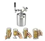 2L / 64 Ounce Mini Pressurized Beer Keg System, Stainless Steel Kegerator Dispenser Kit, Portable Growler Co2 Pressure Regulator Keeps Fresh and Cold for Craft Beer Homebrew