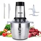 Electric Meat Grinder, Qinkada 500W Food Processor 3.5L Chopping Meat, 14Cup Large Stainless Steel Electric Food Chopper with 4 Sharp Blades 3 Rotating Speed Levels and Spatula