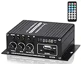 Mini Amplifier Bluetooth 5.0, Mochatopia Clearly and Reality Sound Amp, Class AB 2.0 Channel Audio Hi-Fi Stereo Power Amplifiers with Music FM Radio SD / USB Receiver for PC Mobile Phone House Room TV