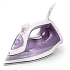 Philips Ferro da stiro a vapore 3000 Series – 2.000 W, potenza costante di 30 g/min, colpo di vapore da 140 g, piastra in ceramica, vapore verticale, viola/bianco (DST3010/30)