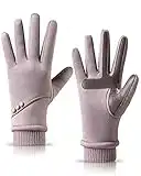 HOLDINA Winter Gloves Women with Touchscreen Fingers,Gloves for Women Water-Resistant with Anti-Slip Leather,Warm Gloves for Women Fleece Lined for Driving Running Cycling Hiking - M