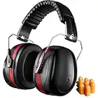 𝟯𝟴𝗱𝐁 Noise Cancelling Ear Muffs Combination with Earplugs (4 Pairs) Shooting Gun Range Ear Hearing Protection Noise Reduction Adjustable Safety Earmuffs SNR 32dB for Hunting/Mowing/Autism,etc