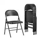 COSCO Premium Vinyl Padded Metal Folding Chair, Black, 4-Pack