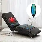 EROMMY Relaxliege mit Heizfunktion und Massagefunktion Liegesessel Ergonomisch Relaxsessel Fernsehsessel Massage Chaiselongue PU für Büro, Wohnzimmer (Schwarz)