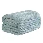 Dreamscene Luxury Waffle Mink Honeycomb Faux Fur Warm Throw Over Sofa Bed Soft Blanket, Duck Egg Blue - 125 x 150cm