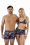 MIKKEL HOLLINS Matching Underwear for Couples - Ultra Soft Tencel Triange Bralet Space Design - Couple Gifts (Space)(Medium)