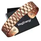 MagEnergy Mens Copper Bracelet 99.9% Pure Copper Magnetic Bangle with 6pcs 3500 Gauss Magnets Adjustable Bracelets Jewelry Gift