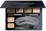 Aesthetica Brow Contour Kit 16-Piece Eyebrow Makeup Palette Set 6 Eyebrow Powders, 5 Eyebrow Stencils, Spoolie/Brush Duo, Tweezers, Eye Brow Wax, Highlighter - Unique Gifts For Women For Her Birthday