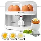 Duronic EB35 Electric 7 Egg Boiler Steamer Cooker with Buzzer - Soft | Medium | Hard Boiled Eggs Alarm Timer Settings | Stainless Steel - Includes Egg Cup Piercer & Measuring Water Cup