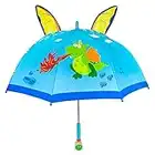 Green Rhino® Parapluie pour enfants, filles et garçons, superbe parapluie avec motif coloré 3D dragon.