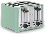 BELLA 4 Slice Toaster with Auto Shut Off - Extra Wide Slots & Removable Crumb Tray and Cancel, Defrost & Reheat Function - Toast Bread & Bagel, Sage