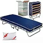 EVERGREENWEB - Cama Plegable con Colchón de espumación 80x190 cm Alto 10 cm, Somier de Listones + Almohada Viscoelástica Gratis - Cama supletoria, Ahorra Espacio, de Emergencia | Kit Cama Individual