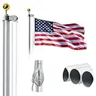 Wevalor 20FT Sectional Flag Pole Kit, Extra Thick Heavy Duty Aluminum Outdoor In ground Flagpole with Golden Ball and Free 3x5 Polyester American Flag, for Residential or Commercial, Silver