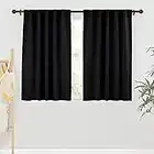 RYB HOME Bedroom Blackout Curtains - Small Window Treatment Set Energy Saving Thermal Insulated Drapes for Living Room/Nursery/Kitchen, 42-inch Wide x 45-inch Long, Black, 2 Panels