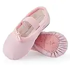 Scarpette da Danza Classica in Pelle Scarpe da Ballerina Ginnastica Ballo Pantofole per Bambina Ragazze e Donna Rosa 27