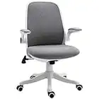 Vinsetto Office Chair 360° Swivel Task Desk Breathable Fabric Computer Chair with Flip-up Arms and Adjustable Height, Grey