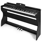 Digital Piano 88 Weighted Keys Touch Sensitivity, Full Size 88 Key Piano Keyboard Weighted Black Piano with Piano Stand, LCD Screen, 3 Pedal Boards, Headphone Jack, Music Stand