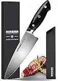 Couteau de Chef, 8" Couteau Cuisine Professionnels - Acier inoxydable allemand - Extrêmement Tranchant - Résistant aux Taches et à la Corrosion - Idéal pour la Cuisine à Domicile et Restaurant