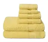 Belizzi Home Ultra Soft 6 Pack Cotton Towel Set, Contains 2 Bath Towels 28x55 inch, 2 Hand Towels 16x24 inch & 2 Wash Coths 12x12 inch, Ideal for Everyday use, Compact & Lightweight - Yellow