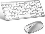 OMOTON Clavier Souris sans Fil pour iPad Air /10,9/iPad Pro 11/12,9 2020 AZERTY, Clavier Bluetooth AZERTY pour Tous iPad iPhone IOS13 Blanc (Souris Compatible avec Ordinateur iOS/Android)