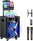 Karaoke Machine with 2 Wireless Microphones, VeGue Portable PA System Bluetooth Speaker with Disco Ball, Tablet Holder, Ideal for Home Karaoke, Party, Church, Outdoor Events (VS-1088)