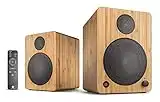 Wavemaster CUBE MINI bamboo - Regallautsprecher-System (36 Watt) mit Bluetooth-Streaming, Digitalanschluss und IR-Fernbedienung, Aktiv-Boxen, Nutzung für TV/Tablet/Smartphone, Bambus (66372)