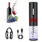 Gohytal Sacacorchos Eléctrico,Abrebotellas de Vino Automático Profesional con Cortador Cápsulas,Abridor de Botellas de Vino Recargable USB,Abrelatas de Vino Set Regalo para Los Amantes del Vino