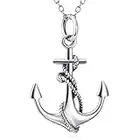 LUHE Anchor Necklace Sterling Silver Polished Nautical Anchor Rope Fine Jewelry for Men Women, for Her (Anchor Necklace) (Anchor Necklace)