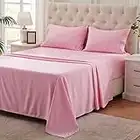NexHome Twin Size Sheet Set, Breathable & Cooling Sheets, Hotel Luxury Bed Sheet, Extra Soft, Deep Pockets 16", Easy Fit, Wrinkle Free, Comfy, Pink Bed Sheets 3 Piece Set