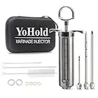 YoHold Seringue Alimentaire, seringue d'injection de Marinade, injecteur de Viande avec 3 Aiguilles Professionnelles pour Fumeur, Grill, Barbecue, Dinde, Boeuf - 2 onces, avec étui de Rangement