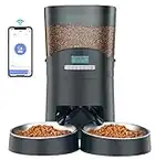 HoneyGuaridan 6.5L Comederos automáticos para 2 Gatos y Perros, 2.4G WiFi App Control Dispensador Automático Comida Gatos, Control de Porciones, grabadora de Voz 10S, 1-6 Comidas por día