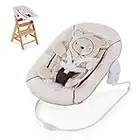 Hauck - Fun for Kids Hauck Alpha Bouncer 2 in 1 Newborn Set, Cosy Baby Rocker from Birth, Compatible with Hauck Wooden Grow-Along High Chair Alpha+, Seat Minimizer, Hearts Beige