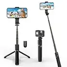 Bastone Selfie Treppiede, Mini 4 in 1 Selfie Stick Estensibile in Alluminio con Telecomando Wireless con Rotazione a 360° per iPhone 13 12 11 Max XS XR X 8, Samsung, Huawei, Gopro ecc