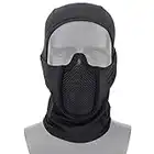 Aoutacc Cagoule en Maille pour Airsoft, Style Ninja, Protection complète du Visage, Cagoule avec Masque en Maille pour Jeu de Guerre, BB Gun, Chasse, Paintball (Noir)