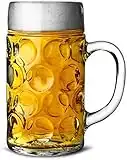 Chabrias Ltd German Beer Stein Glass 2 Pint | Classic Beer Tankards, Beer Mugs, Beer Steins | 2 Pint Glass Beer Tankards