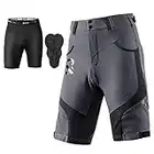 ROCKBROS Men's Mountain Bike Shorts Padded Baggy MTB Cycling Shorts Loose Fit Grey