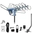 Will Brands 150 Miles Range-Amplified Digital Outdoor TV Antenna with Mount Pole-4K/1080p High Reception-40FT Coaxial Cable-360Ã‚° Rotation Wireless Remote- Snap On Installation Support 2TVs