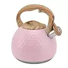 Bouilloire à Thé, Bouilloire à Thé Sifflante en Acier Inoxydable 3L avec Poignée Résistante à la Chaleur Bouilloire Théière Moderne pour Cuisinière électrique, Cuisinière à Gaz,(Rose)