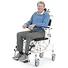 OasisSpace Personal Mobility Assist Bedside Commode Toilet Chair - Tilt Shower Commode Wheelchair, 4-in-1 Shampoo Chair with 30° Reclining and Headrest, Adjustable Transport Rolling Chair