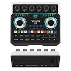 USB Digital Audio Interface with DJ Mixer and Live Sound Card, Karaoke, Auto Tune, XLR, Phantom Power, Protable Podcast Studio Equipment for Guitar, Live Streaming, PC, Recording and Gaming (L5)