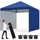 ABCCANOPY Outdoor Easy Pop up Canopy Tent with 2 Sun Wall 10x10, Navy Blue