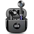 Jxrev Auriculares Inalámbricos, Auriculares Bluetooth 5.3 HiFi Estéreo con Microfono, Cascos Inalambricos Bluetooth Reproducción de 40H, Pantalla LED, IP7 Impermeable, Carga Rápida USB-C, Negro