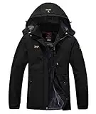 YSENTO Womens Waterproof Ski Jacket Winter Fleece Outdoor Mountain Jacket and Coat with Hood(Black,M)