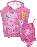 Peppa Pig Ensemble de Maillot de Bain et Serviette à Capuche pour Filles 2-3 Ans