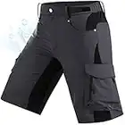 Cycorld Pantalones cortos de senderismo para hombre, pantalones cortos de trekking, de secado rápido, pantalones de senderismo para hombre, con 6 bolsillos, camping, cortos gris oscuro M